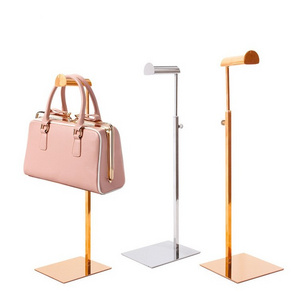 Boutique Store New Luxury Adjustable Height Handbag Display Rack Stainless Steel Women Bags Display Stand Holder