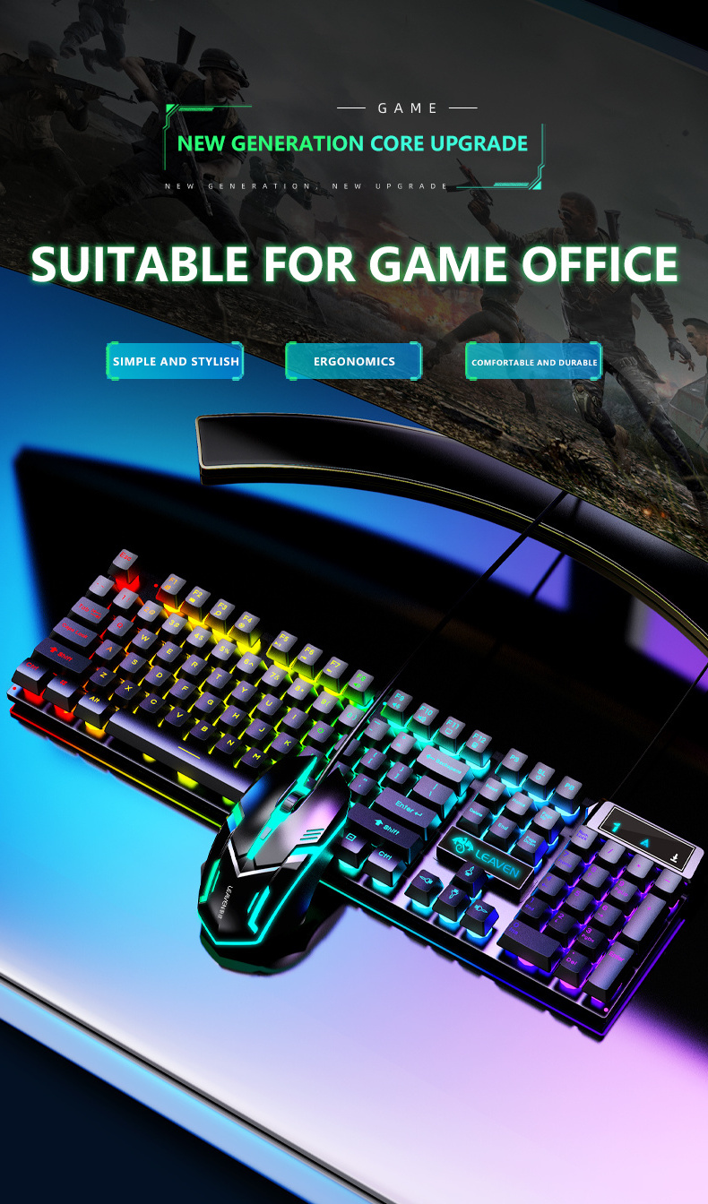 Computer Office Gaming USB Wired Backlight Keyboard Mouse Combos