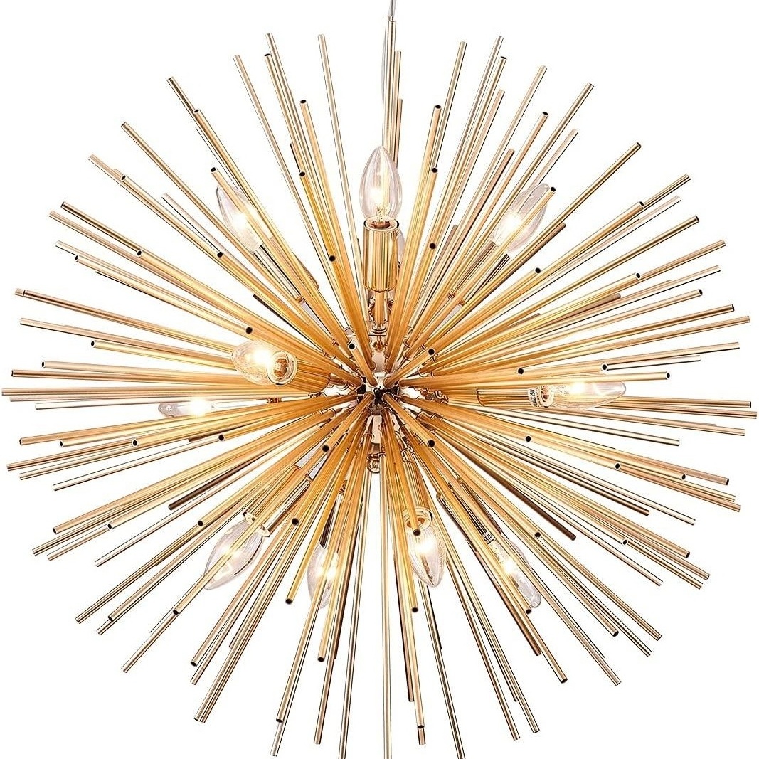 Modern Gold Sputnik Chandeliers Pendant Light fixtures for Kitchen Island Lighting Dining Room