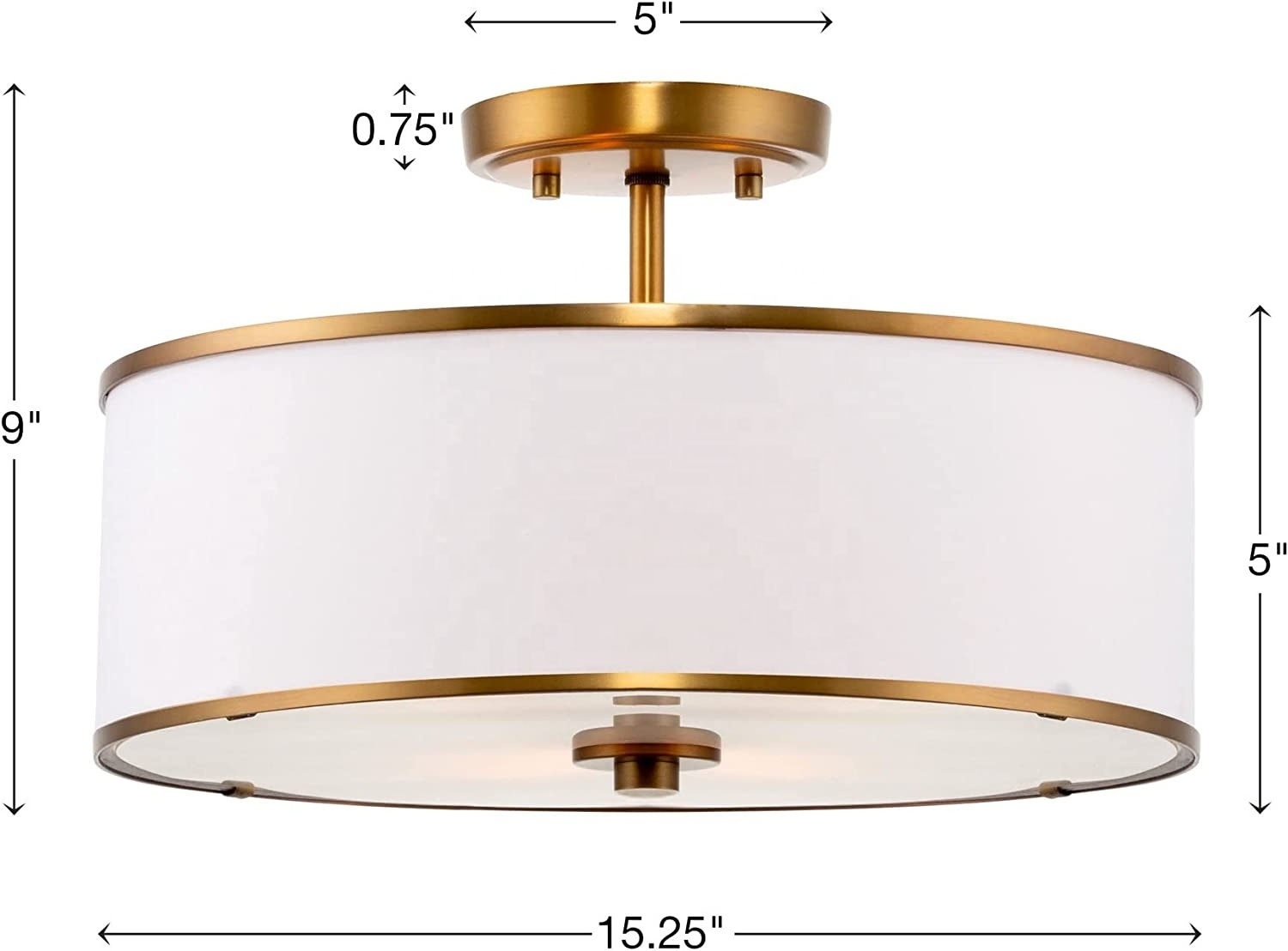 Wholesale Semi-Flush Mount  Led Ceiling Light Fixture Fabric Drum Shade brushed nickel Finish for Bedroom