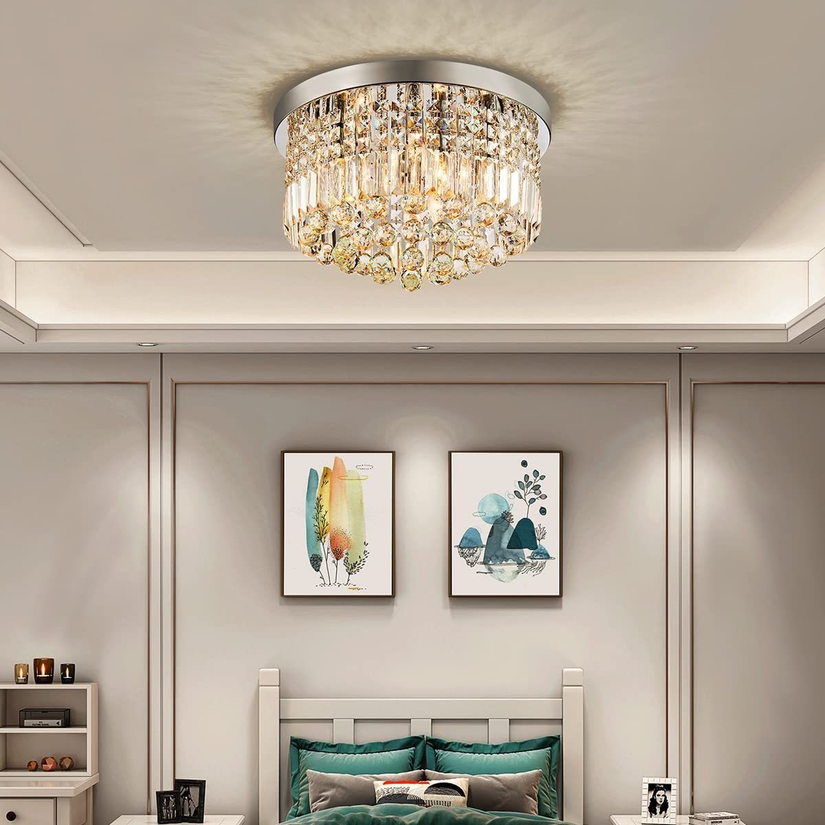 Creative luxury round home interior living room crystal ceiling lamp pendant light