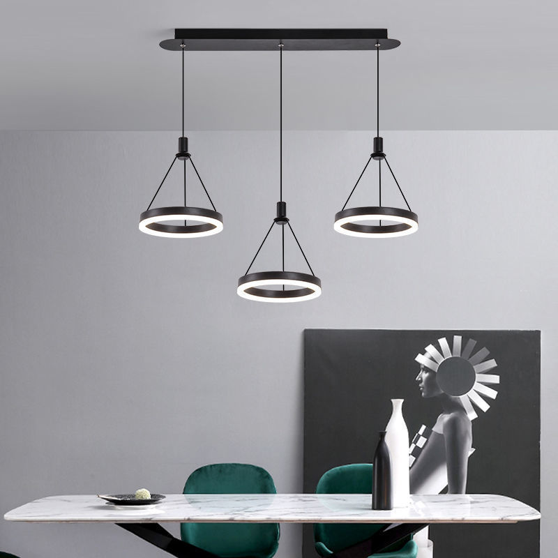 Modern Dining Room Black gold 3 ring  Pendant Light Fixtures