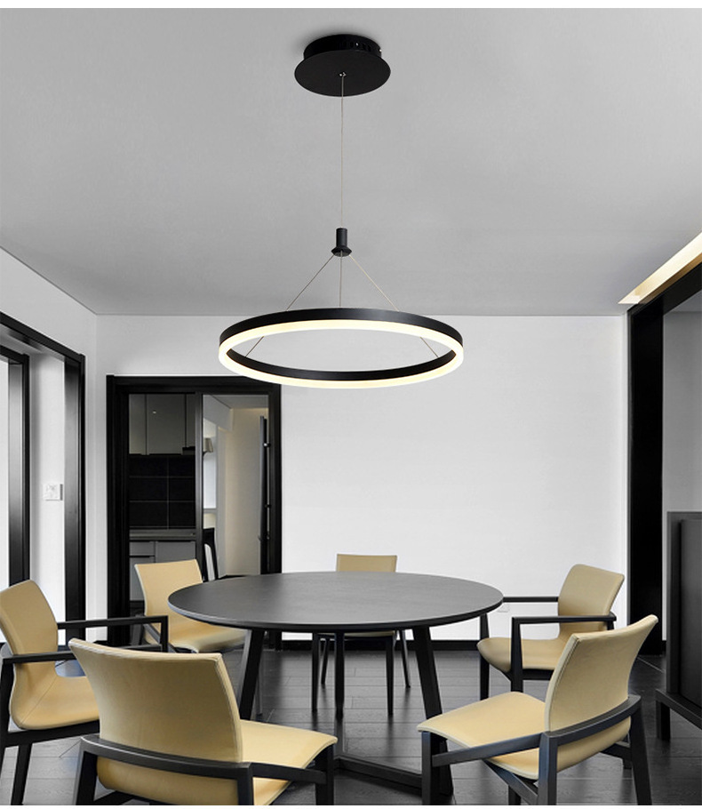 Modern Dining Room Black gold 3 ring  Pendant Light Fixtures