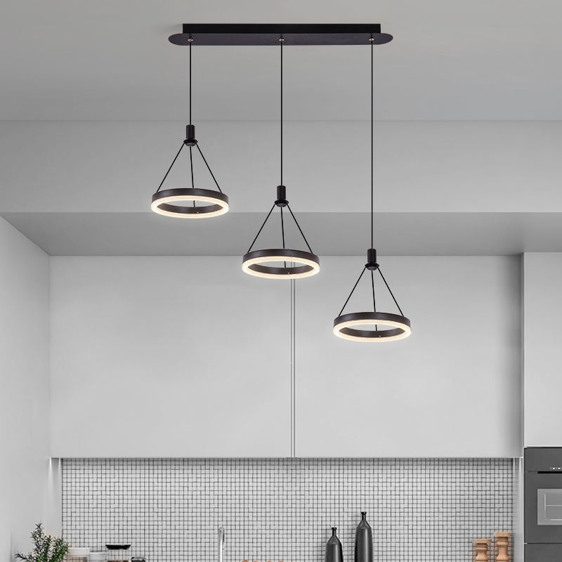 Modern Dining Room Black gold 3 ring  Pendant Light Fixtures