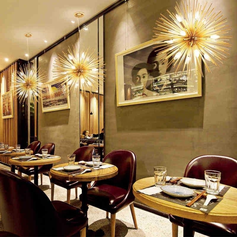 Modern Gold Sputnik Chandeliers Pendant Light fixtures for Kitchen Island Lighting Dining Room