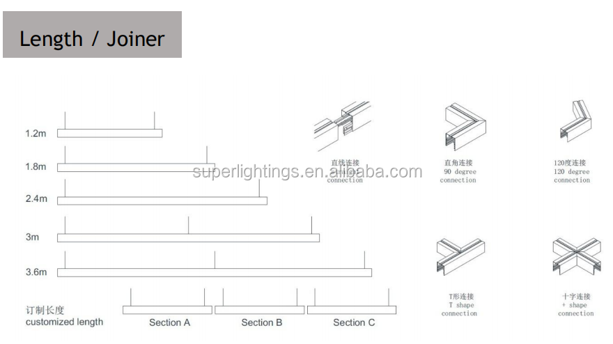 morden design ceiling lighting fixture for t8 led tube school led light profile linkable lighting