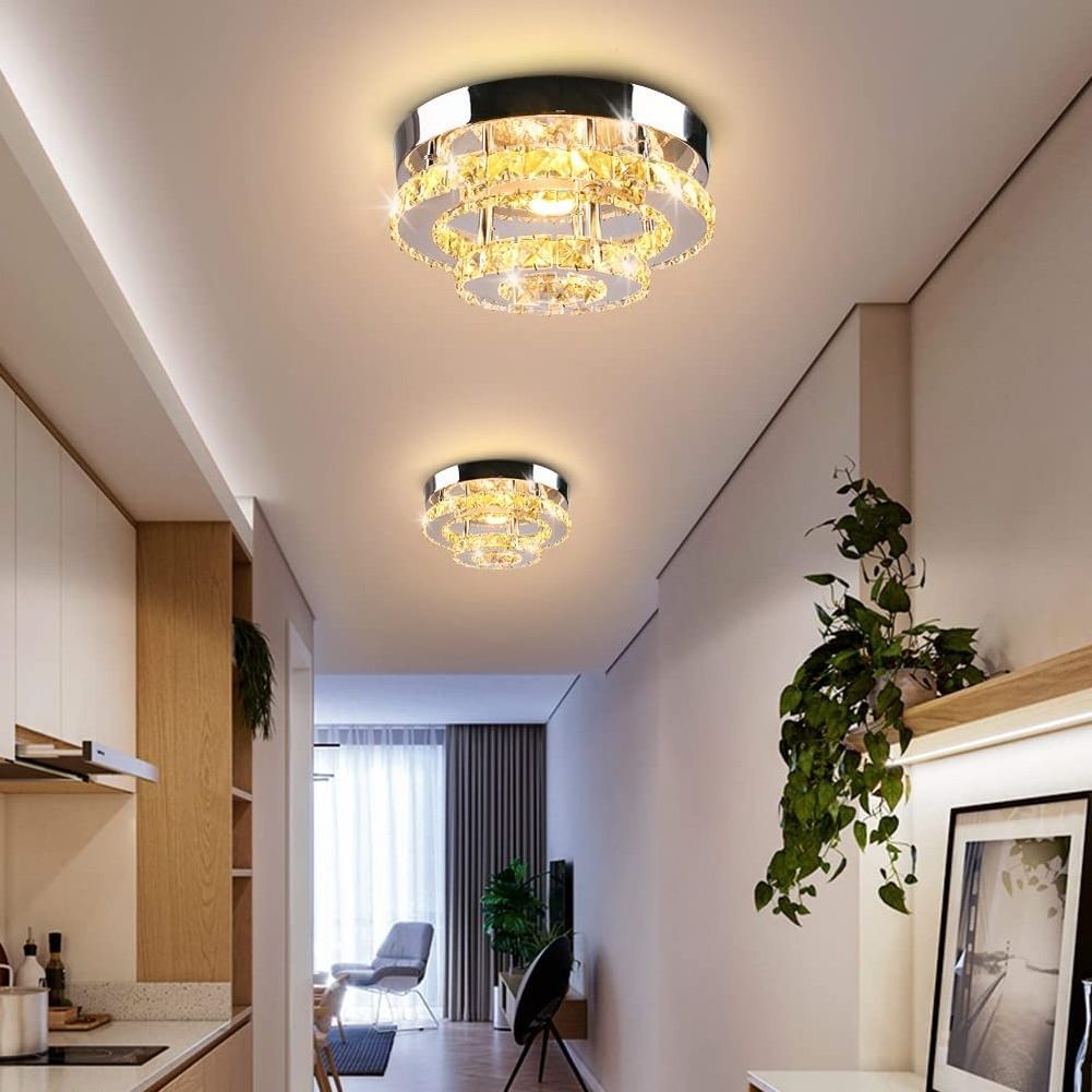 K9  LED  Crystal Ceiling Chandeliers Cool White 3-Layer Flush Lighting Fixture for Child Bedroom Living Room