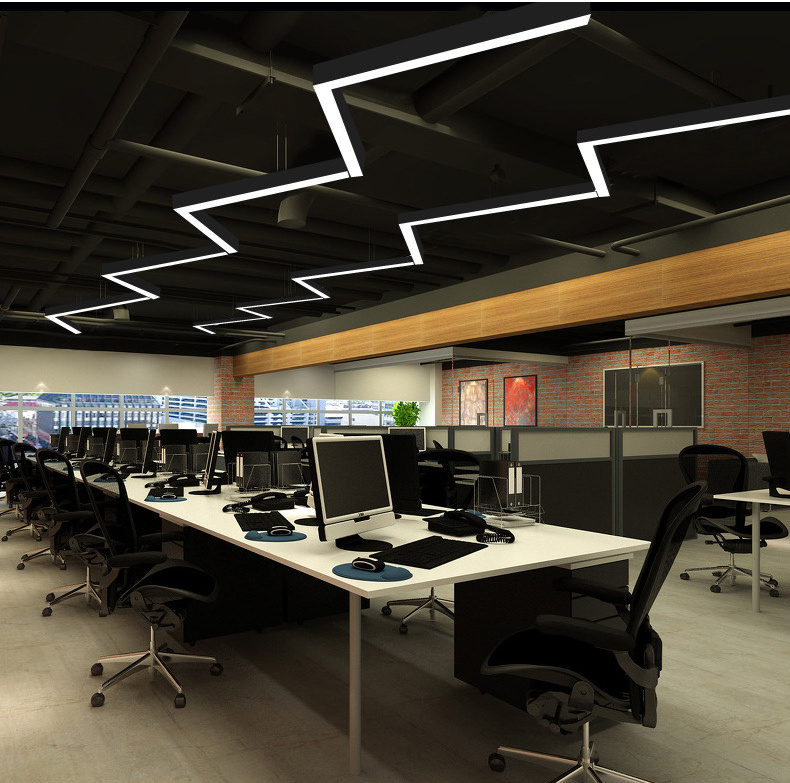 Aluminum profile modern simple chandelier office pendant incandescent luminaire suspended led linear lighting fixtures