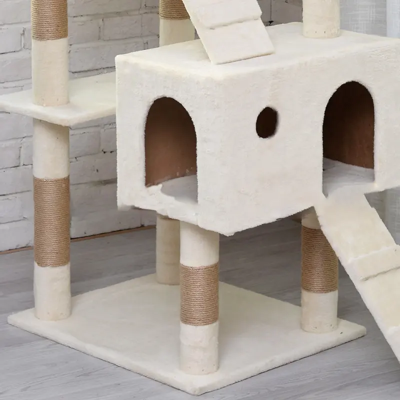 Wholesale hot selling large size wooden pet scratcher house tower cat tree