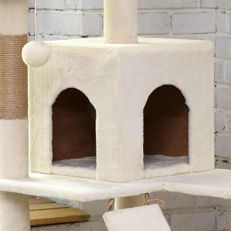 Wholesale hot selling large size wooden pet scratcher house tower cat tree