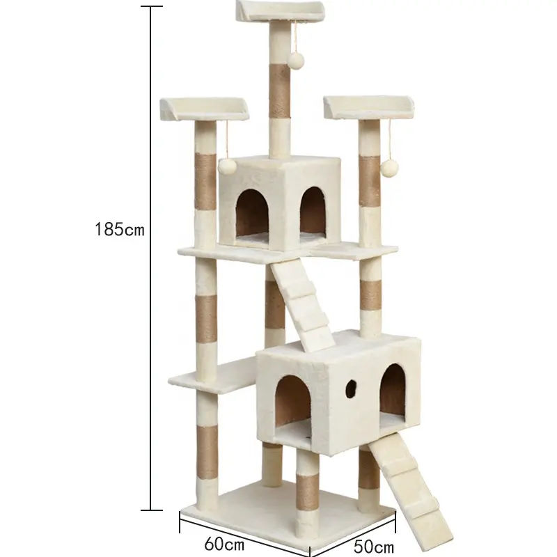 Wholesale hot selling large size wooden pet scratcher house tower cat tree