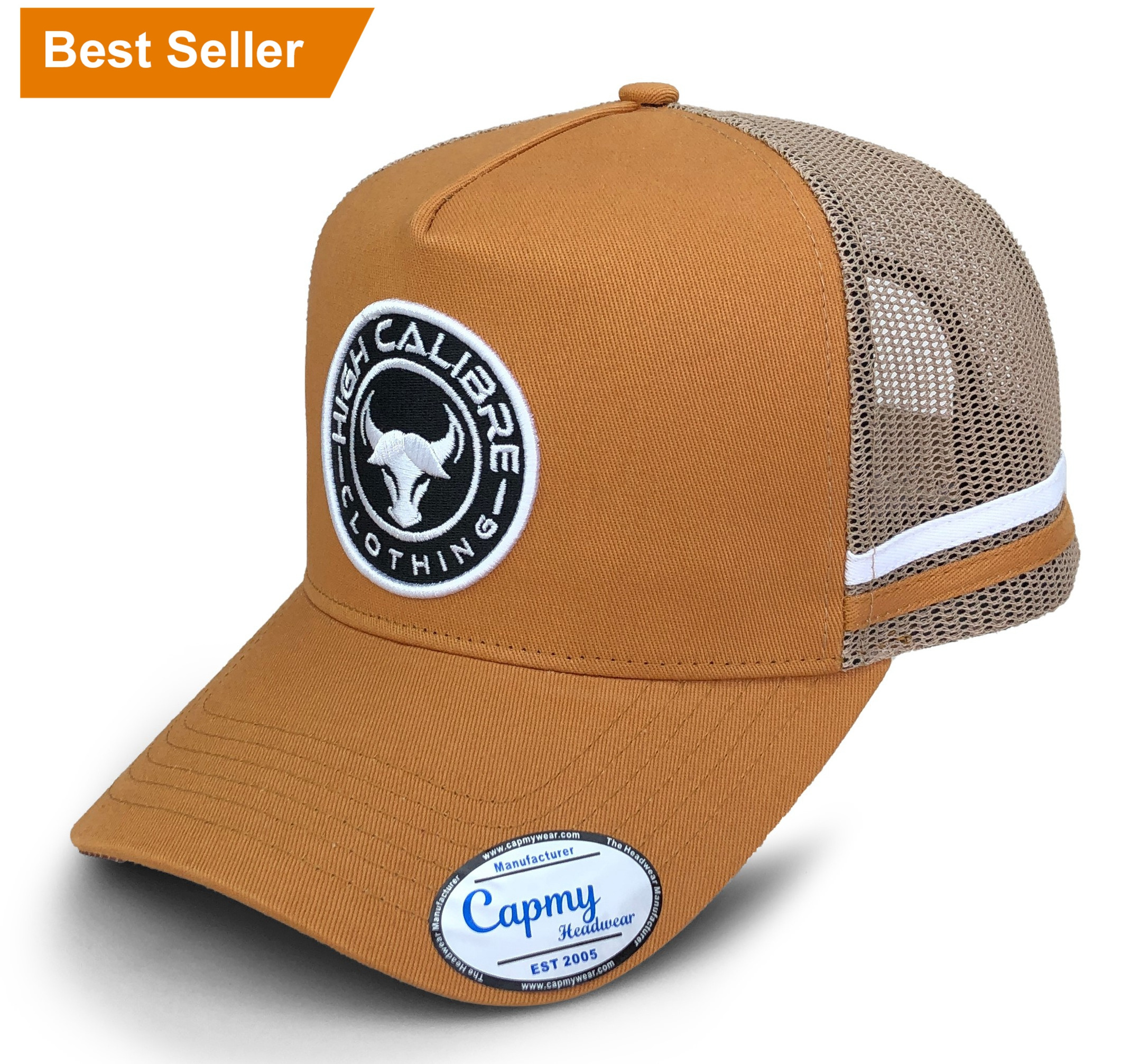 Small MOQ Orders Deep Crown 2 Side Stripes Trucker Hats Mesh Trucker Cap Australia Country 5 Panel A Frame Country Trucker Caps