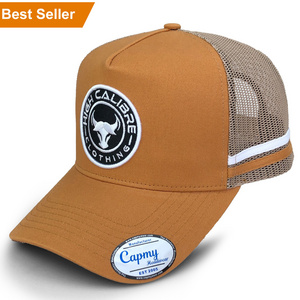 Small MOQ Orders Deep Crown 2 Side Stripes Trucker Hats Mesh Trucker Cap Australia Country 5 Panel A Frame Country Trucker Caps