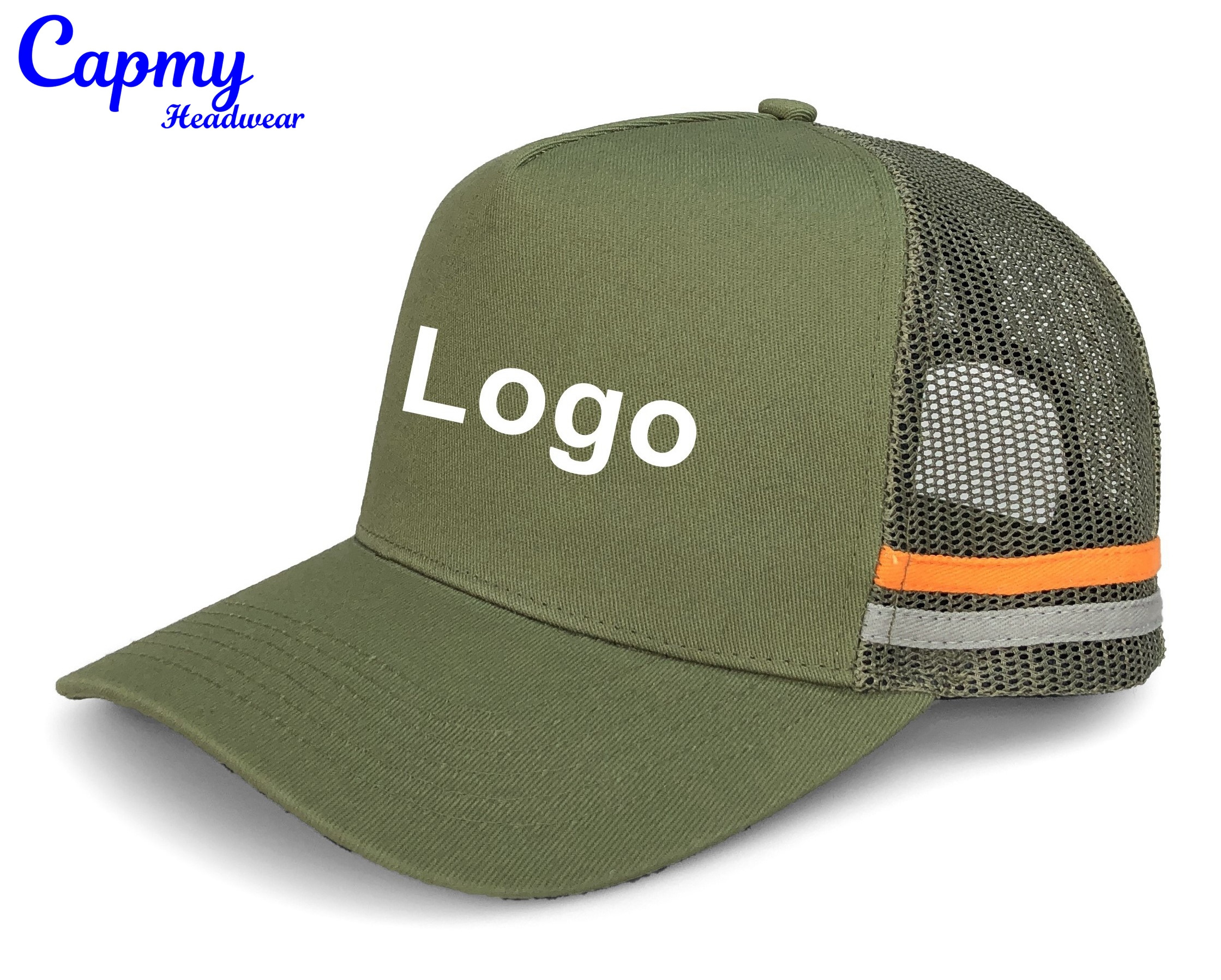 Custom Logo Australia Country Wild High Profile Trucker Hats Outdoor Trucker Cap Brown Side Strip 5 Panel  Country Trucker Caps