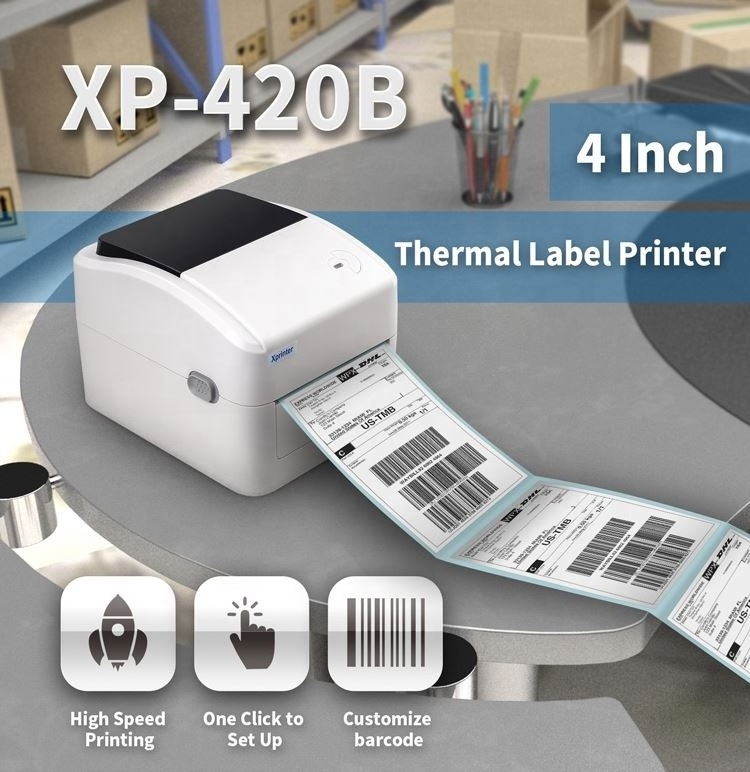 Xprinter Shipping Label Printer XP-420B Barcode Label 4x6 Roll Sticker Thermal Printer With Bluetooth Thermal Label Printer