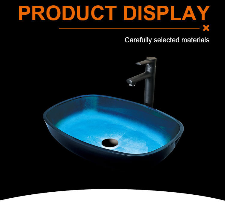 Cheap modern design glass art basin countertop European design bathroom glass art hand wash basin