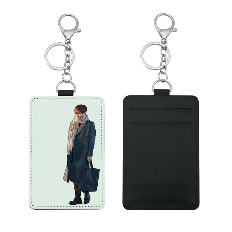 Sublimation PU Leather Badge Holder Card Holder Wallet Case Card Pouch for Women and Men ID Badge Holder