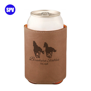 Laserable Leatherette Beverage Holder Leather Neoprene Can Cooler