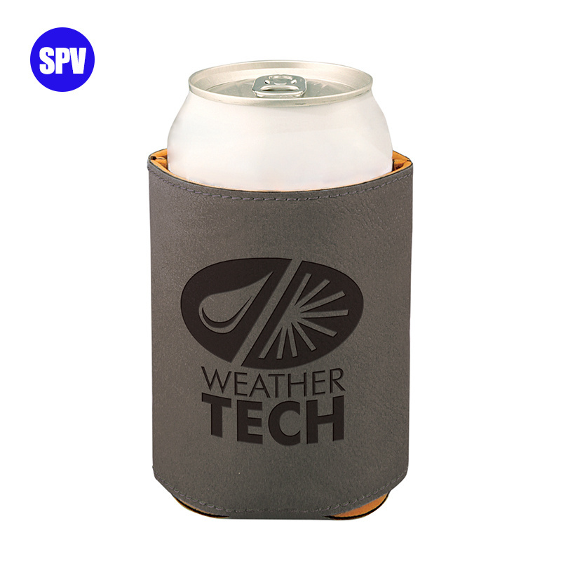 Laserable Leatherette Beverage Holder Leather Neoprene Can Cooler