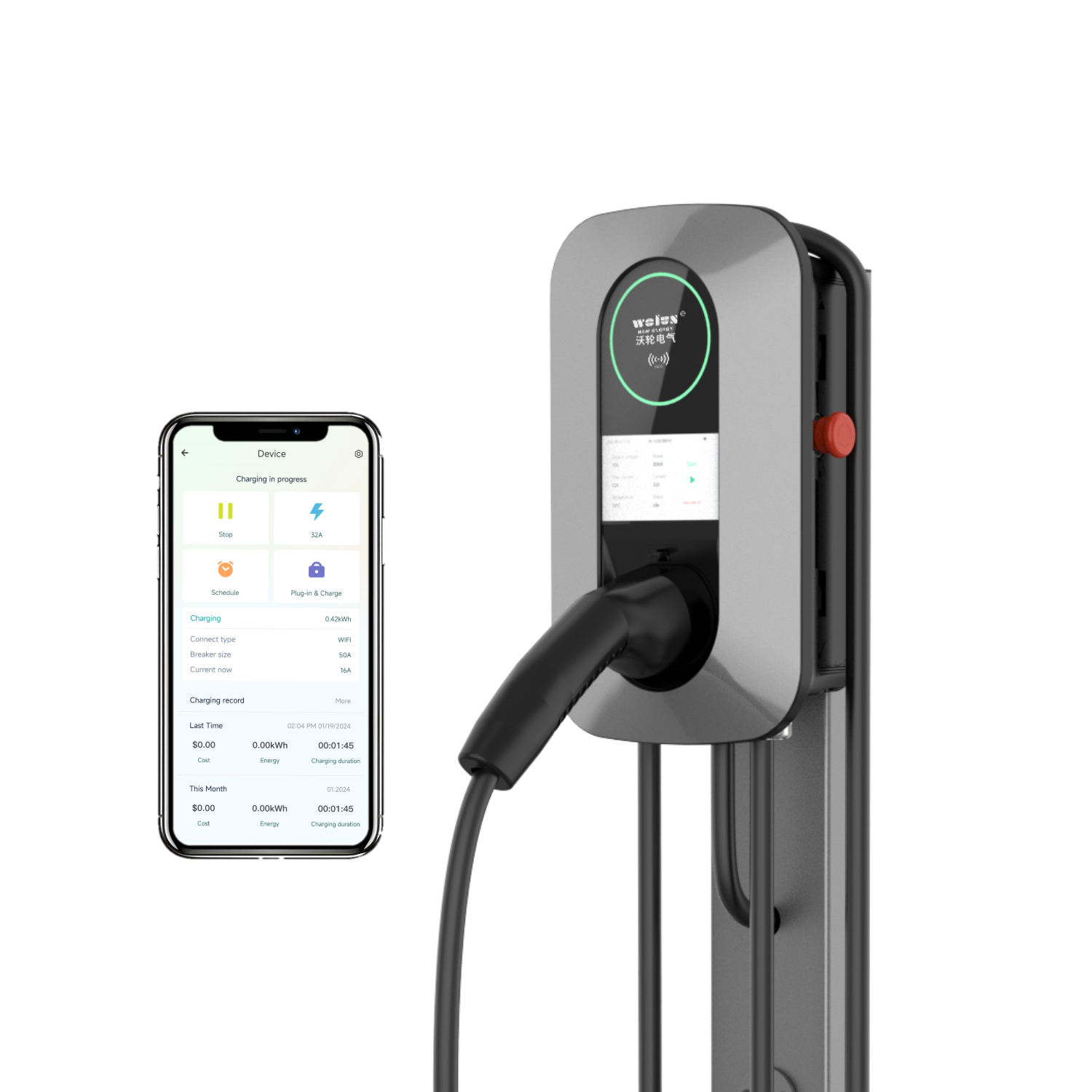 EV Car Charger 7kW 20kW 30kW 40kW CHAdeMO CCS GB/T DC EV Charger OCPP 1.6 J CE OEM Electric Car Charging Station