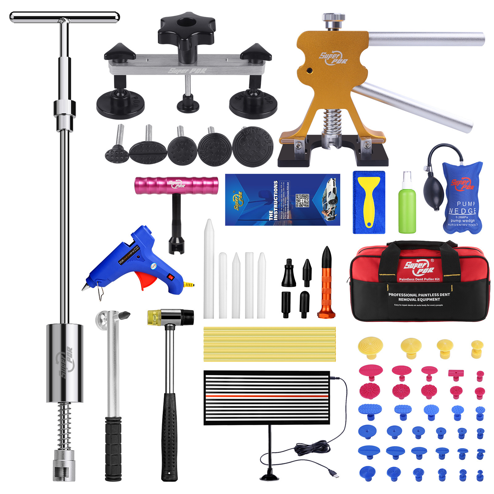 Super PDR other vehicle tools kit dent lifter slide hammer glue gun lamp line board