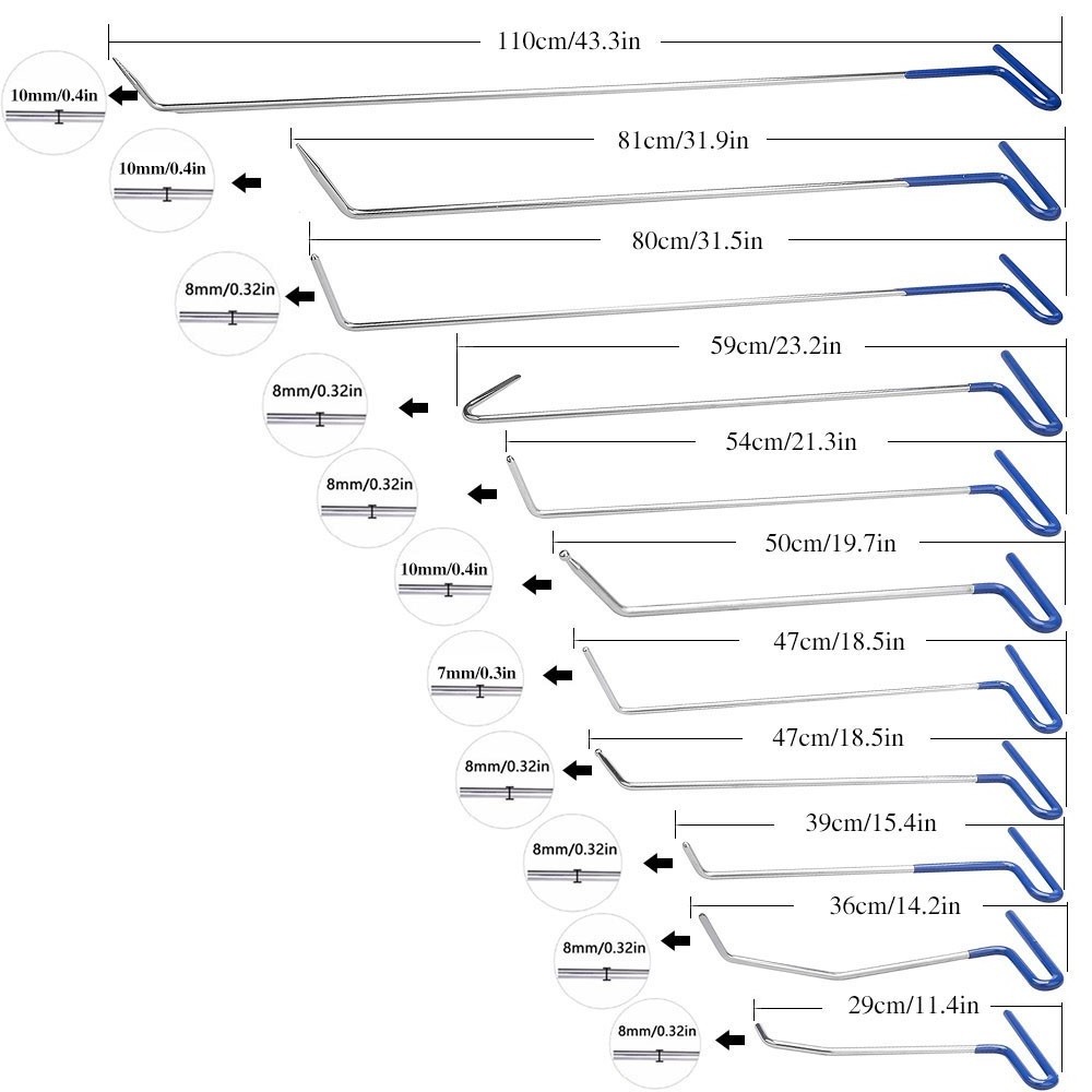 Super PDR Tools Professional Hook Rods Dent Puller Glue Gun Pulling Bridge Line Board Pump Wedge for Car Dent Removal