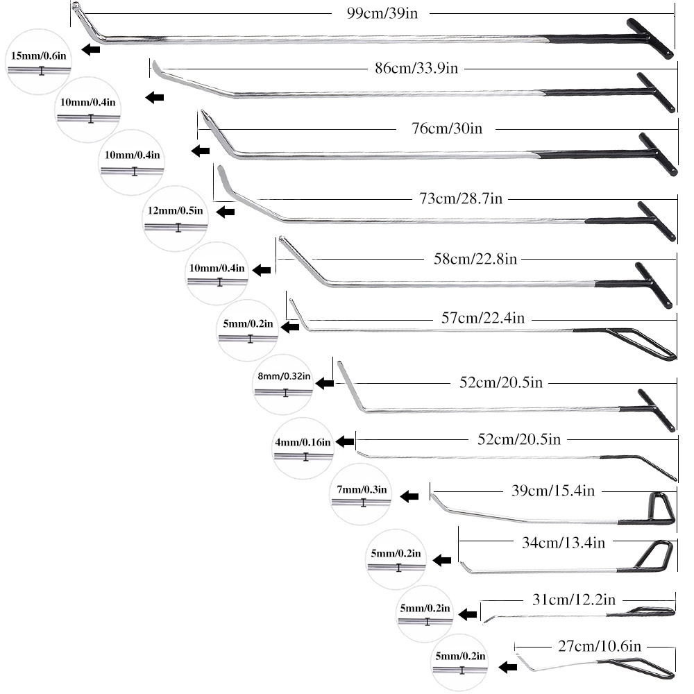 Super PDR tools Hook Rods car Dent Repair Tools Set pdr dent removal vehicle tools