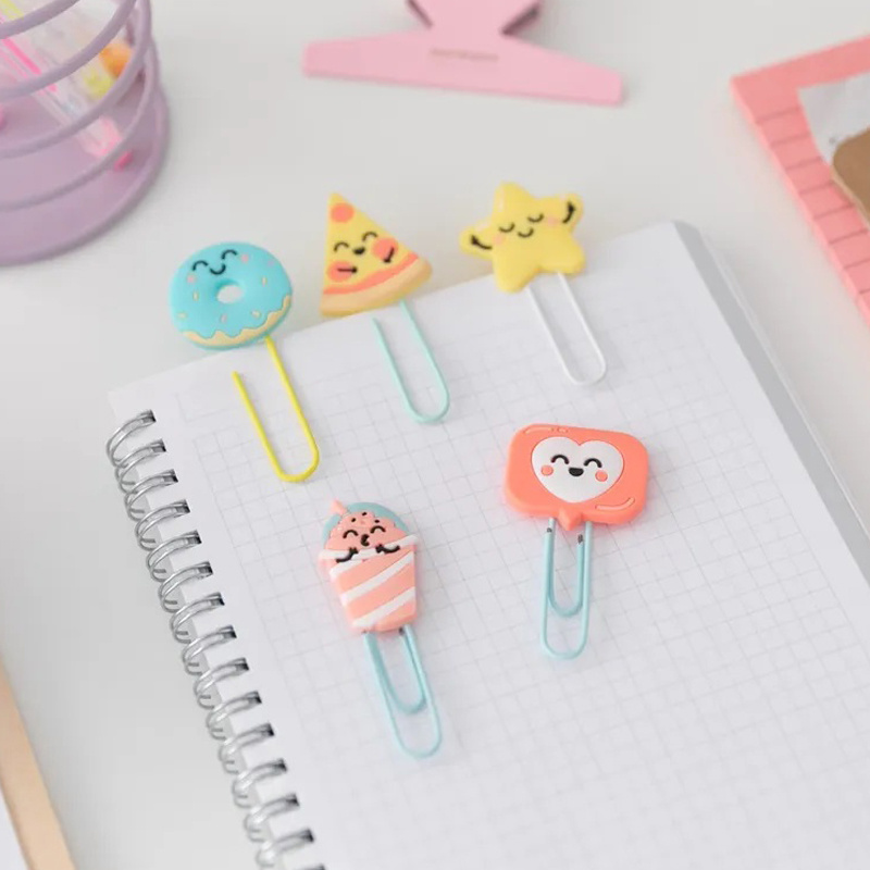 Lovely Soft PVC Rubber Pizza Paper Clip,Star Donut Bookmark Clip,Avocado Clip