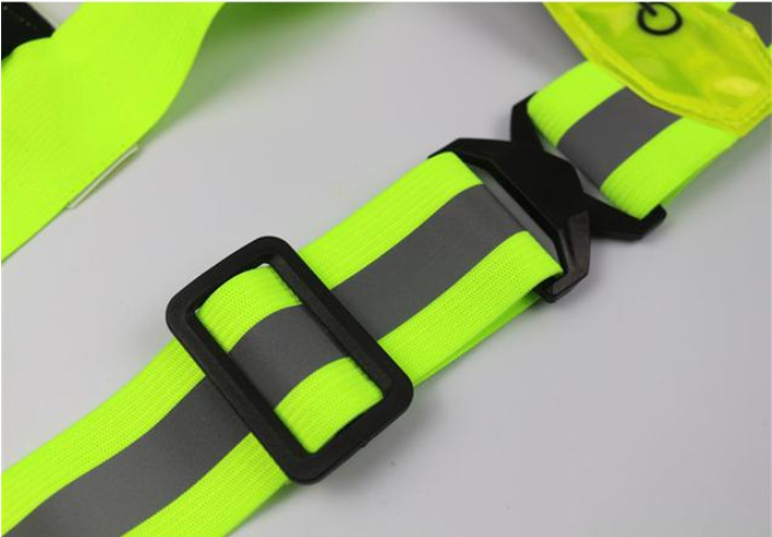 high visibility breathable adjustable flashing LED light reflective safety elastic vest belt strap for outdoor running sports