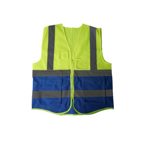 ce class 2 high visible mesh polyester construction security safety reflective vest workwear clothing with strips for road work