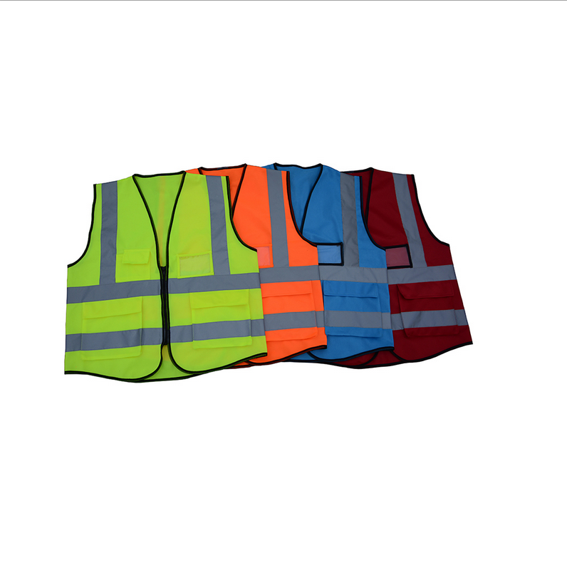 manufacturer motorcycle security reflective black blue mesh heavy duty orange yellow green safety vest with pockets and zipper