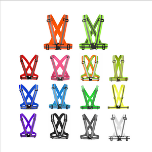 high quality visibility customized logo adjustable walking elastic flexible reflective flashing running safety vest waist belts