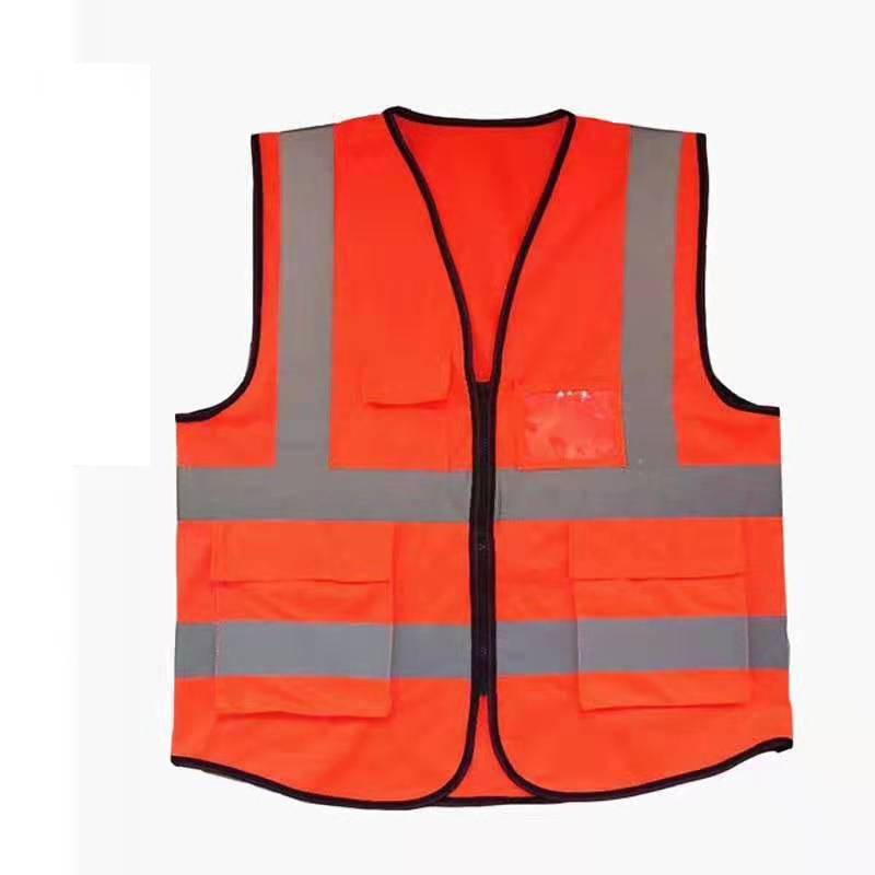 custom logo print ce class 2 standard polyester traffic safety reflective vest jacket with pockets hi vis strap for advertising