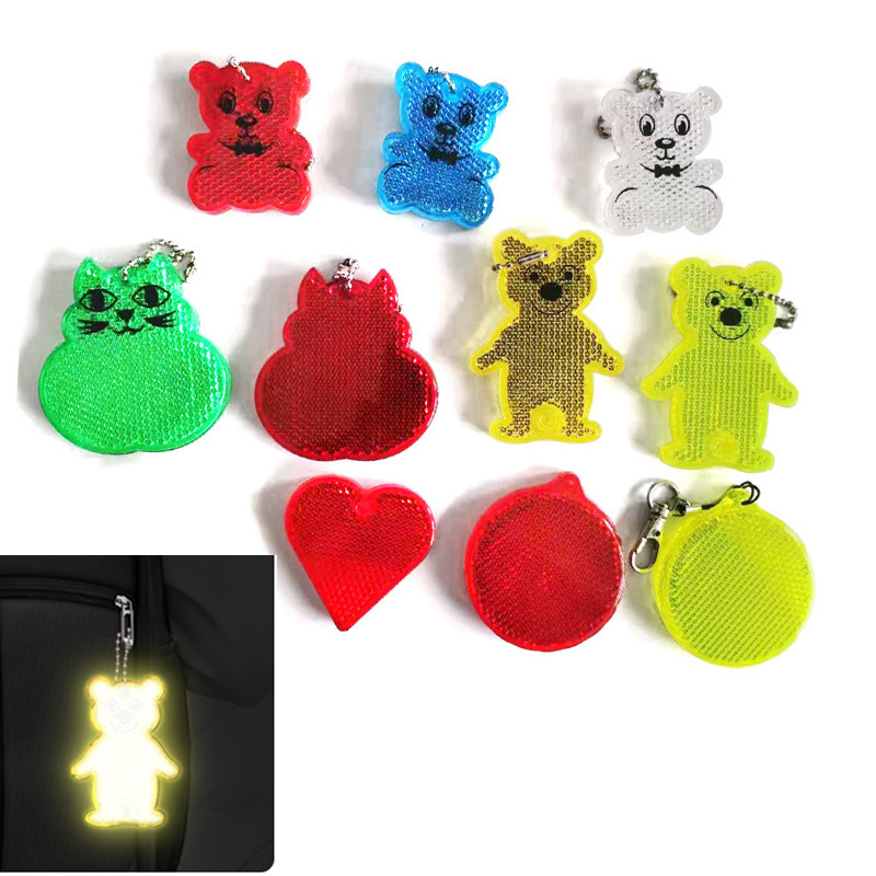 dongguan manufacturer factory custom animal shape reflective soft pvc keychains acrylic pendant safety reflector for decoration