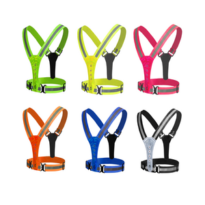 high visibility breathable adjustable flashing LED light reflective safety elastic vest belt strap for outdoor running sports