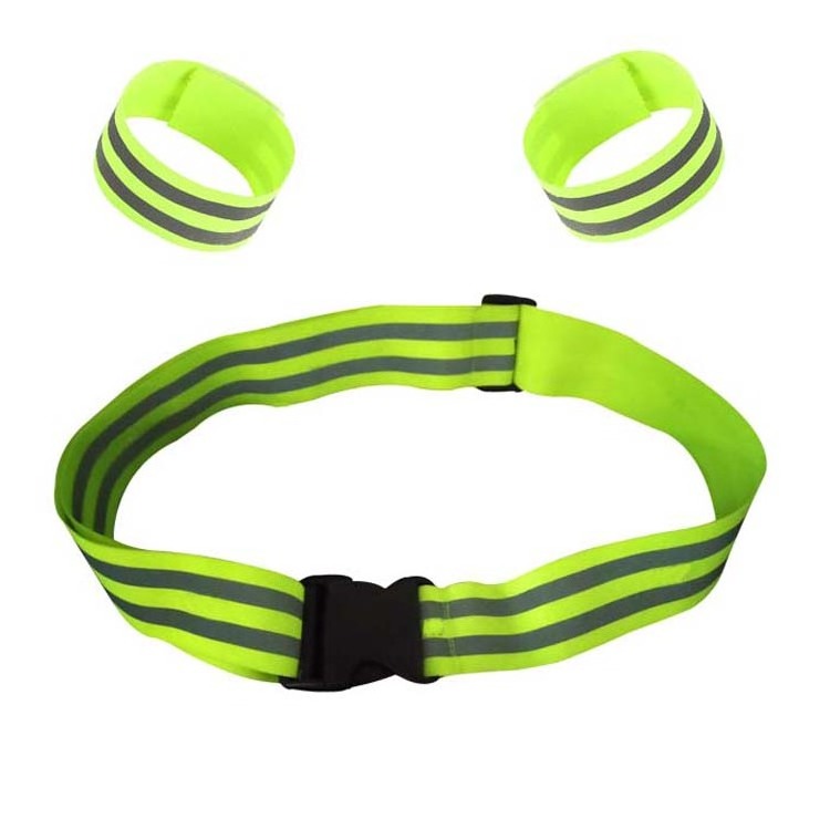 custom hi vis adjustable outdoor sport safety gear reflective elastic waist belt strap band for running training cycling walking