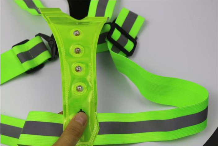 high visibility breathable adjustable flashing LED light reflective safety elastic vest belt strap for outdoor running sports