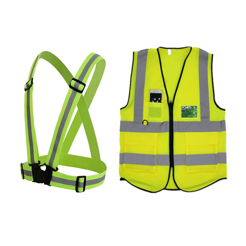 factory outlets hot sale hi vis fluorescent yellow stock running bike cycling reflective safety straps belt vest for bicycle