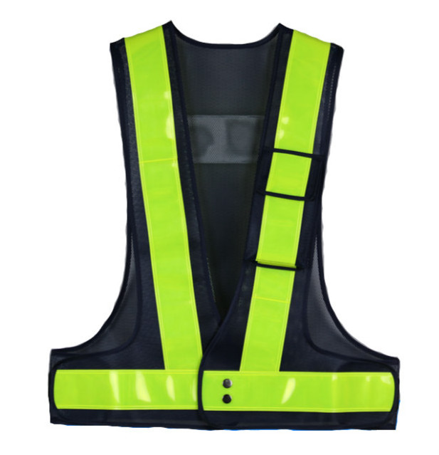 hot sale women sleeveless traffic use safety security v shape reflector vests with zipper pocket for construction worker sports