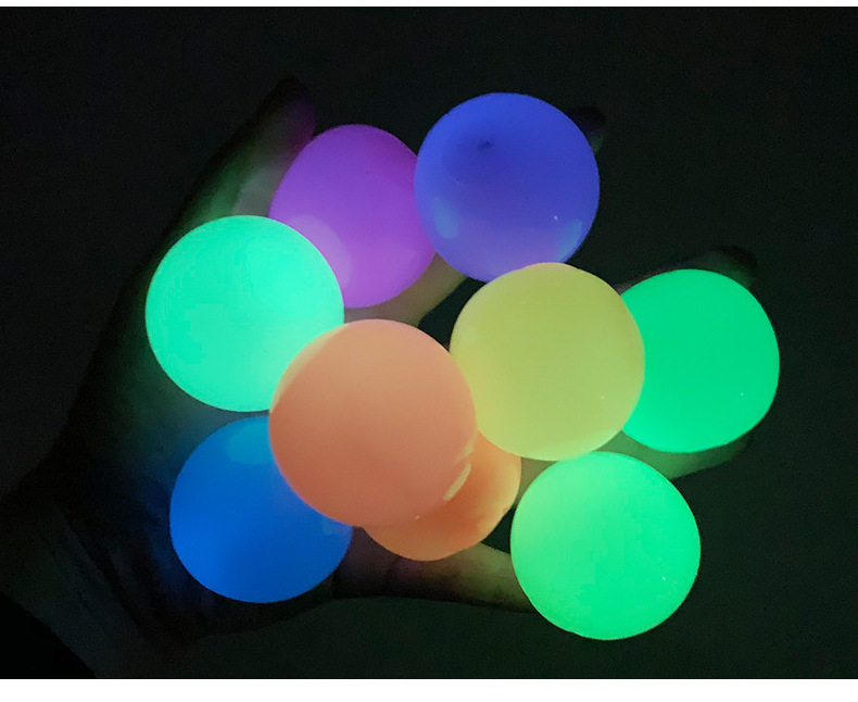 kids adult magic stress relief pressure release glow in the dark luminous TPR target squeeze toy soft sticky ceiling wall ball