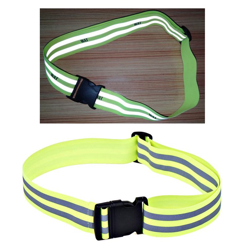 custom hi vis adjustable outdoor sport safety gear reflective elastic waist belt strap band for running training cycling walking