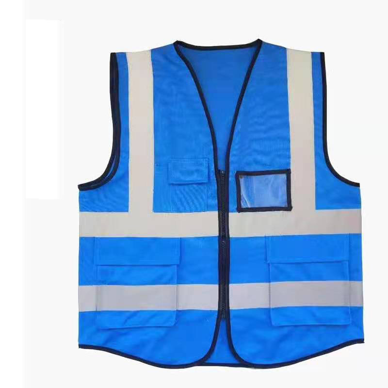 custom logo print ce class 2 standard polyester traffic safety reflective vest jacket with pockets hi vis strap for advertising