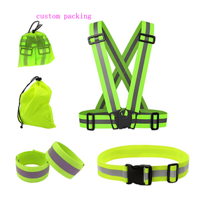 en20471 kelly green elastic adjustable running sport safety high visibility glow vest reflective body strap for promotion gifts