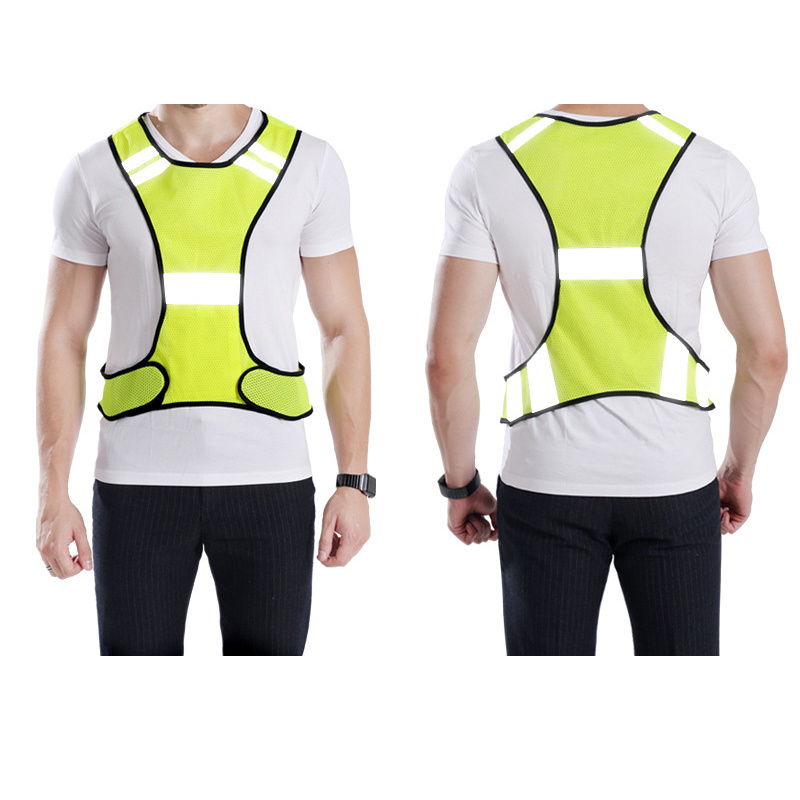 high visible hi vis breathable mesh inner pocket reflective harness vest for night running motorcycle cycling sport road safety