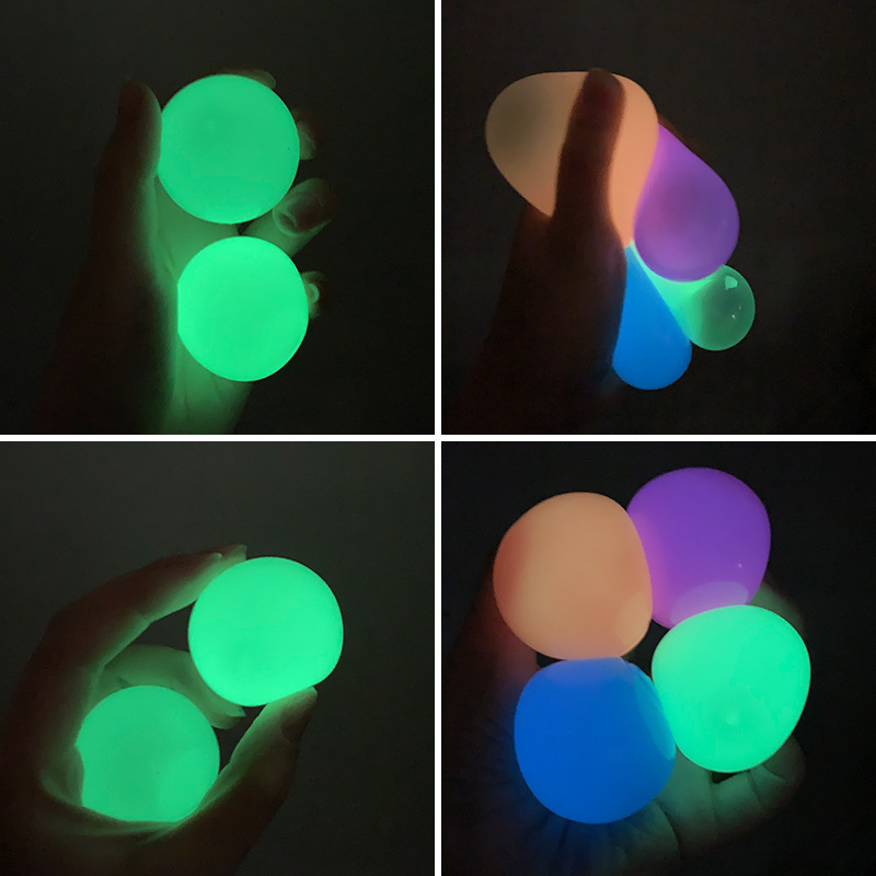 kids adult magic stress relief pressure release glow in the dark luminous TPR target squeeze toy soft sticky ceiling wall ball