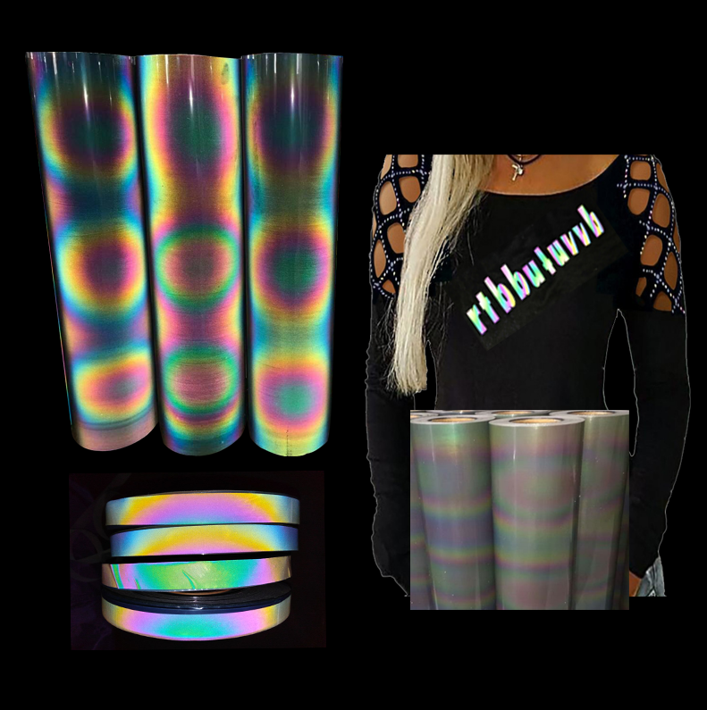 plotter cutting silver iridescent transparent reflective heat transfer printing foil film vinyl paper for print leggings logo