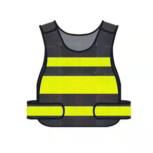 hi-viz light weight free size black polyester mesh construction wear reflective security jacket bike cycling traffic safety vest