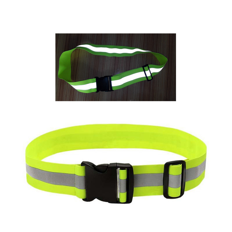 custom hi vis adjustable outdoor sport safety gear reflective elastic waist belt strap band for running training cycling walking