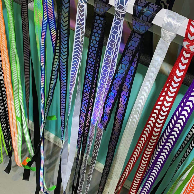 custom hi vis logo reflective pattern prints 2.5cm 30 mm elastic tubular knit webbing strap band for underwear underpants briefs