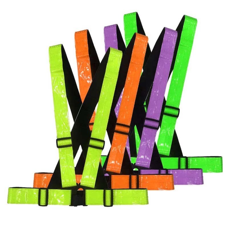 high quality visibility customized logo adjustable walking elastic flexible reflective flashing running safety vest waist belts